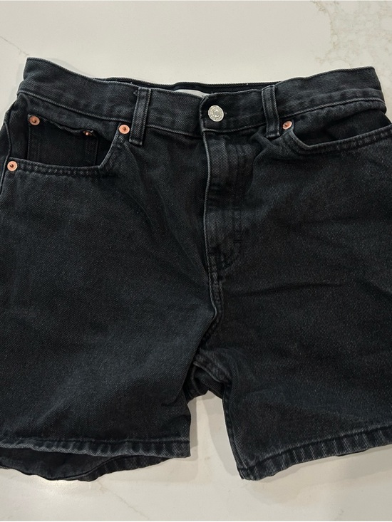 Mango Pants - Mango Zaida Women's Black High Rise Denim Shorts Size 4 Button 5-Pocket